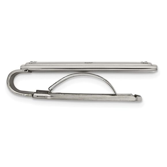 Men's Stainless Steel Polished Screw Top Spring Loaded Money Clip - Picture 2 of 5